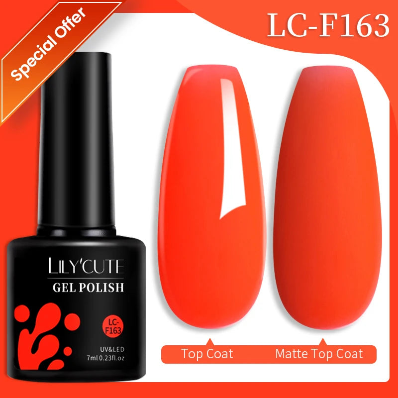 LILYCUTE 7ML Colorful Gel Nail Polish 129 Colors Long Lasting For Manicure Semi Permanent Base Top Coat Nail Art UV Gel Varnish