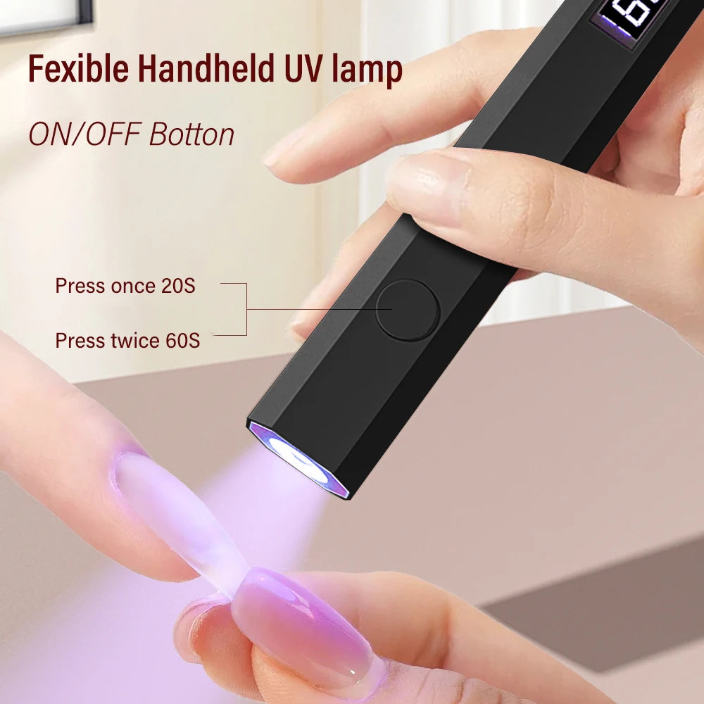 Timing Display Nail Lamp Portable Handheld Mini Family Quick Dry Flashlight Pen Chargeable Nail Dryer Machine Uv Led Nail Lamp