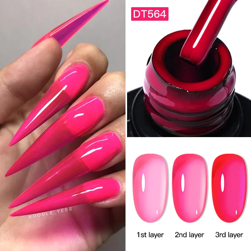 MEET ACROSS 7ml Red Series Gel Nail Polish Glitter Red Winter Nail Art Varnish Semi Permanent Soak Off UV Gel  For Nails