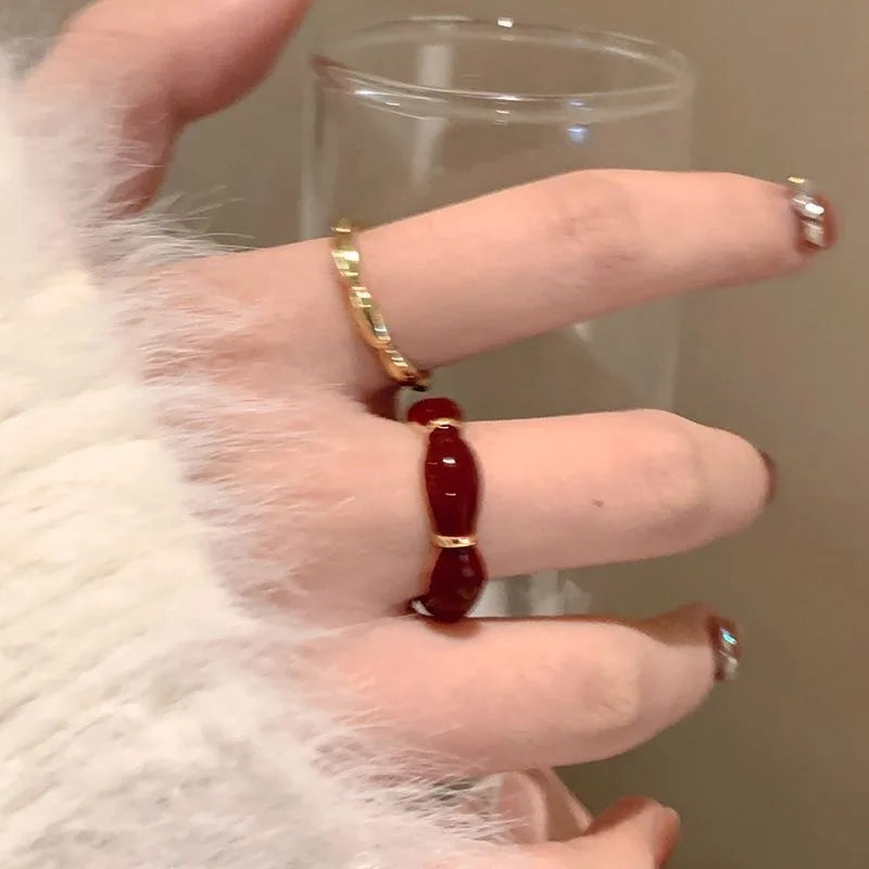 Kenna Vintage Red Drop Glazed Rings