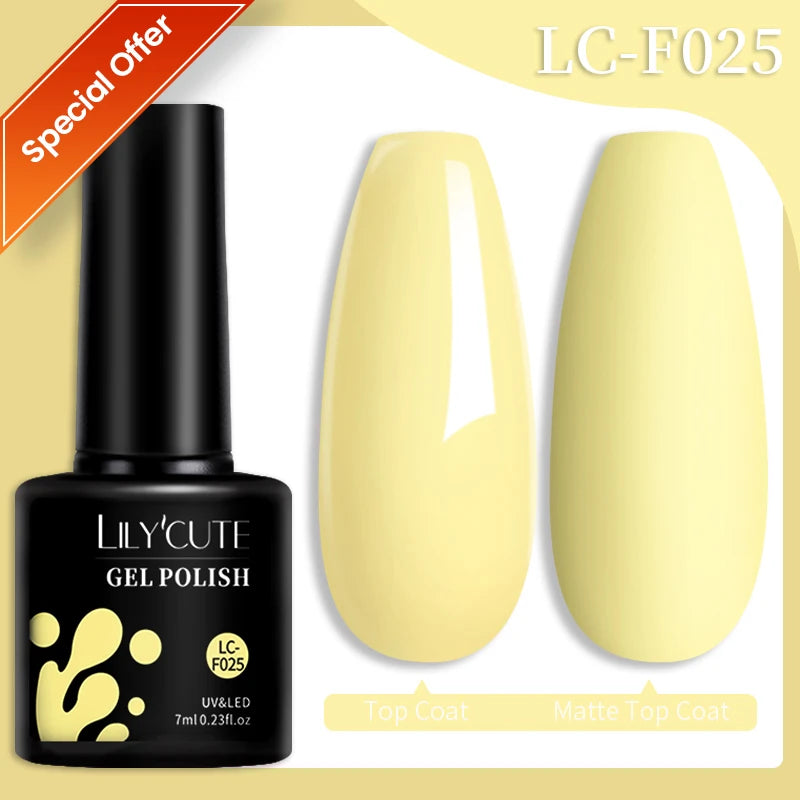 LILYCUTE 7ML Colorful Gel Nail Polish 129 Colors Long Lasting For Manicure Semi Permanent Base Top Coat Nail Art UV Gel Varnish