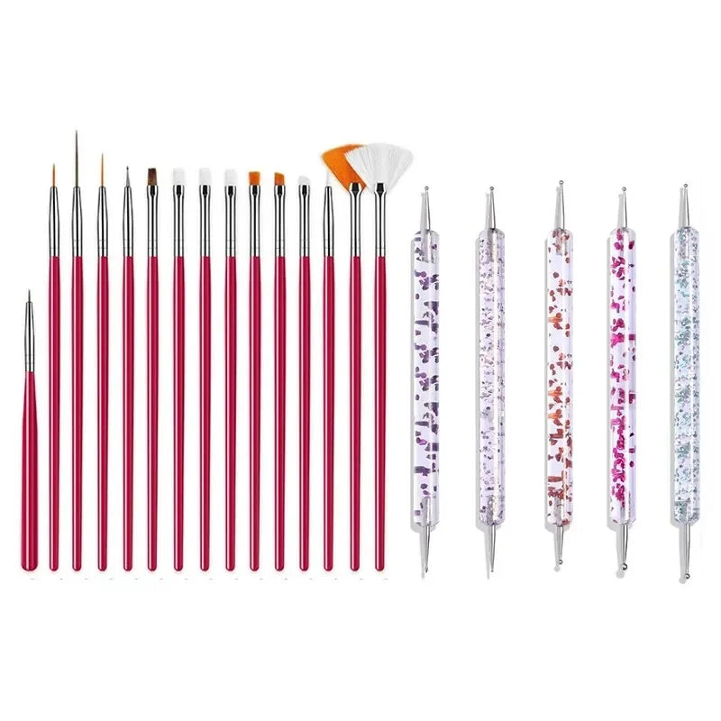 5/20Pcs Nail Art Brush Design Tip Painting Drawing Carving Dotting Pen Professional Nail Brushes Set Nail Art Manicure Tools