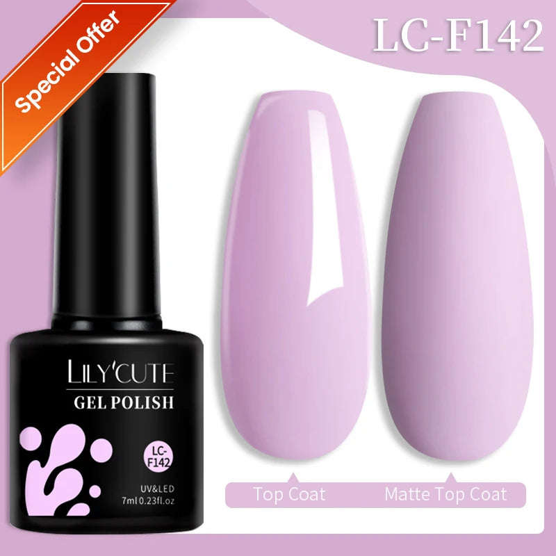 LILYCUTE 7ML Colorful Gel Nail Polish 129 Colors Long Lasting For Manicure Semi Permanent Base Top Coat Nail Art UV Gel Varnish