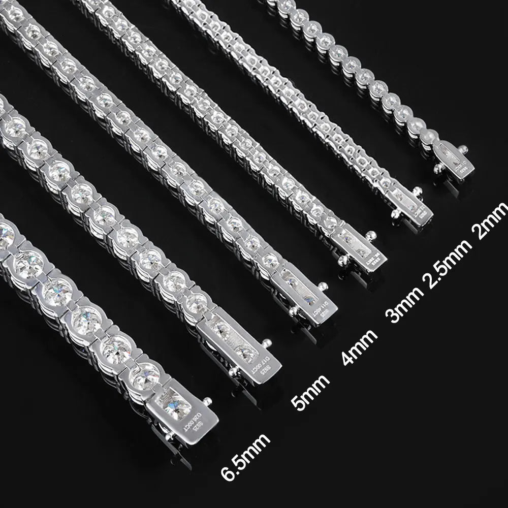 Pietra 2mm Moissanite Tennis Bracelet 925 Sterling Silver Plated White Gold Bracelet