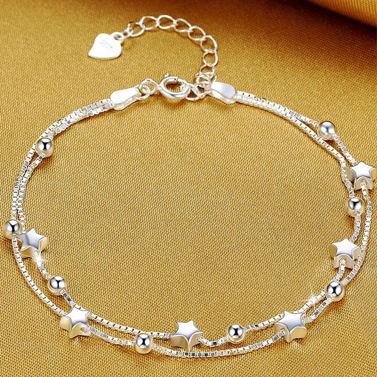 Lmela 925 Sterling Silver Bracelets Adjustable Chain Bracelet