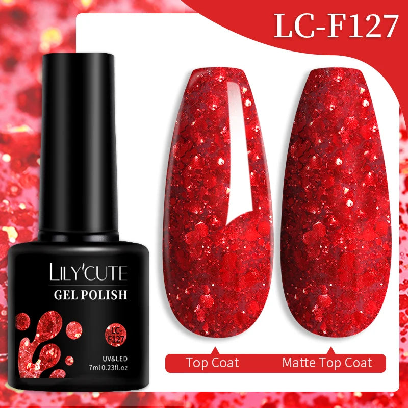 LILYCUTE 7ML Colorful Gel Nail Polish 129 Colors Long Lasting For Manicure Semi Permanent Base Top Coat Nail Art UV Gel Varnish