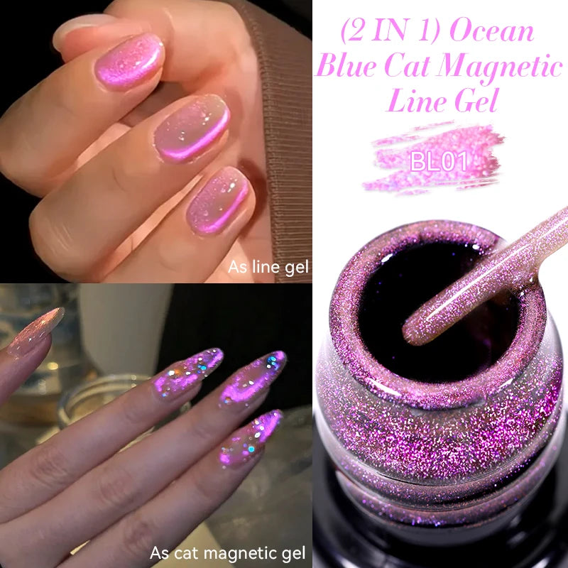 LILYCUTE 5ML Reflective Glitter Liner Gel Polish Nail Art Champagne Sparkling Lines Painting Gel Semi Permanent UV French Nails