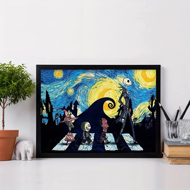 Disney Cartoon The Nightmare Before Christmas The Starry Night Poster Wall Art Prints Canvas Painting Living Room Home Decor