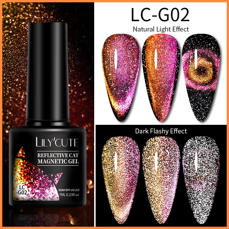 LILYCUTE 5ML Reflective Glitter Liner Gel Polish Nail Art Champagne Sparkling Lines Painting Gel Semi Permanent UV French Nails