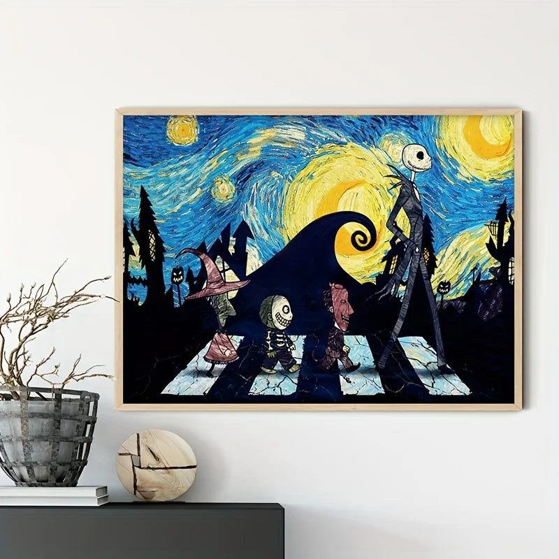 Disney Cartoon The Nightmare Before Christmas The Starry Night Poster Wall Art Prints Canvas Painting Living Room Home Decor