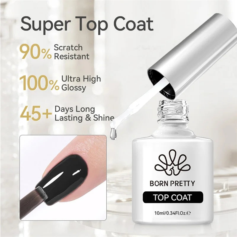 BORN PRETTY Super Top Coat and Base Gel Nail Polish for Gel Polish Semi-permanent Varnish Rubber Top Coat 10ml Nail Supplies