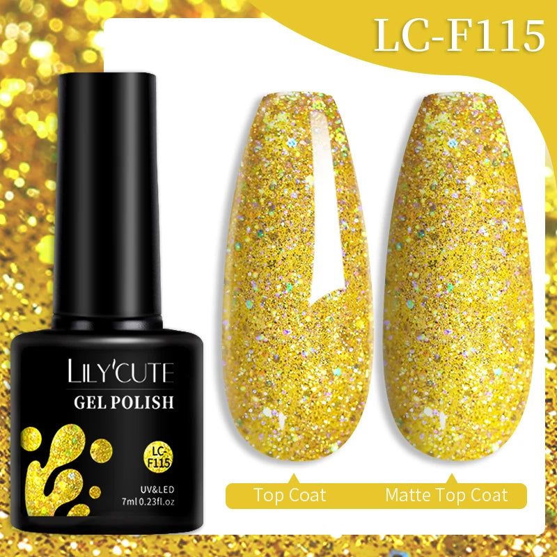 LILYCUTE 7ML Colorful Gel Nail Polish 129 Colors Long Lasting For Manicure Semi Permanent Base Top Coat Nail Art UV Gel Varnish