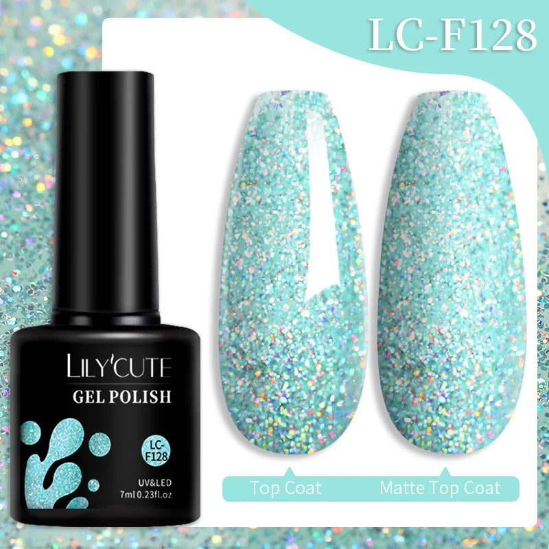 LILYCUTE 7ML Colorful Gel Nail Polish 129 Colors Long Lasting For Manicure Semi Permanent Base Top Coat Nail Art UV Gel Varnish