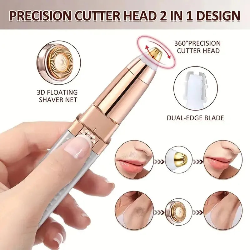 1pc Rechargeable 2-in-1 Eyebrow Razor and Hair Shaver with LED Light