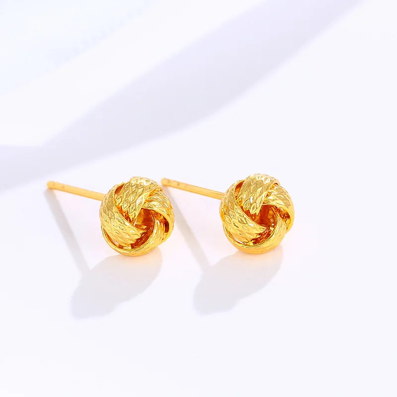 Pendientes sencillos de moda chapados en oro de 4k Pendientes con nudo chino Joyas para mujer Joyas con dijes Regalo de compromiso