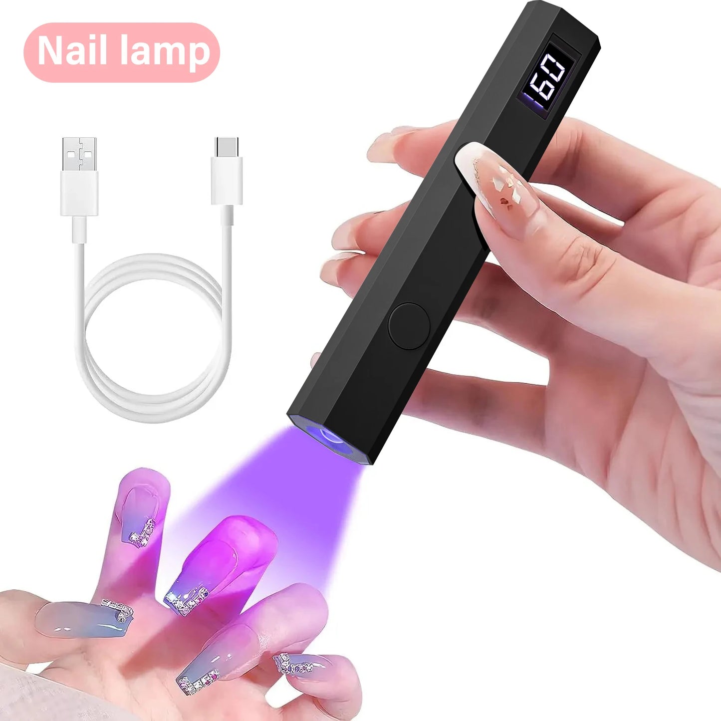 Timing Display Nail Lamp Portable Handheld Mini Family Quick Dry Flashlight Pen Chargeable Nail Dryer Machine Uv Led Nail Lamp