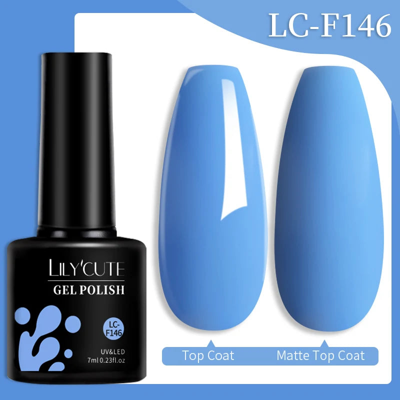 LILYCUTE 7ML Colorful Gel Nail Polish 129 Colors Long Lasting For Manicure Semi Permanent Base Top Coat Nail Art UV Gel Varnish