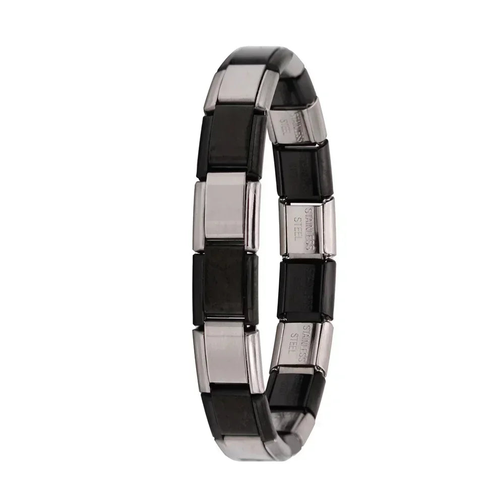 Amina 9mm Width Elastic Charm Bracelet Stainless Steel Bangle