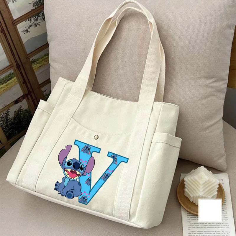 Niamh Disney Stitch Women's Bags A-Z 26 English Letters Shoulder Bag