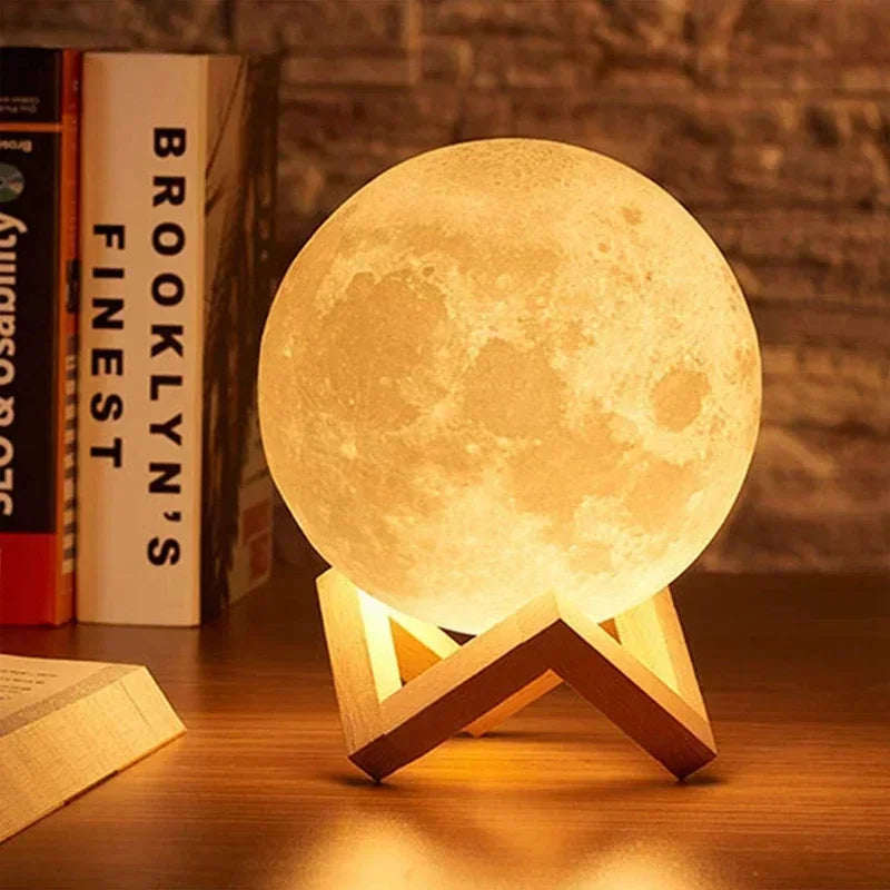 8 CM LED Night Light 3D Print Moon Lamp Bedroom Décor Moonlight for Kids Gifts Decorations Creative Bedside Atmosphere Lighting