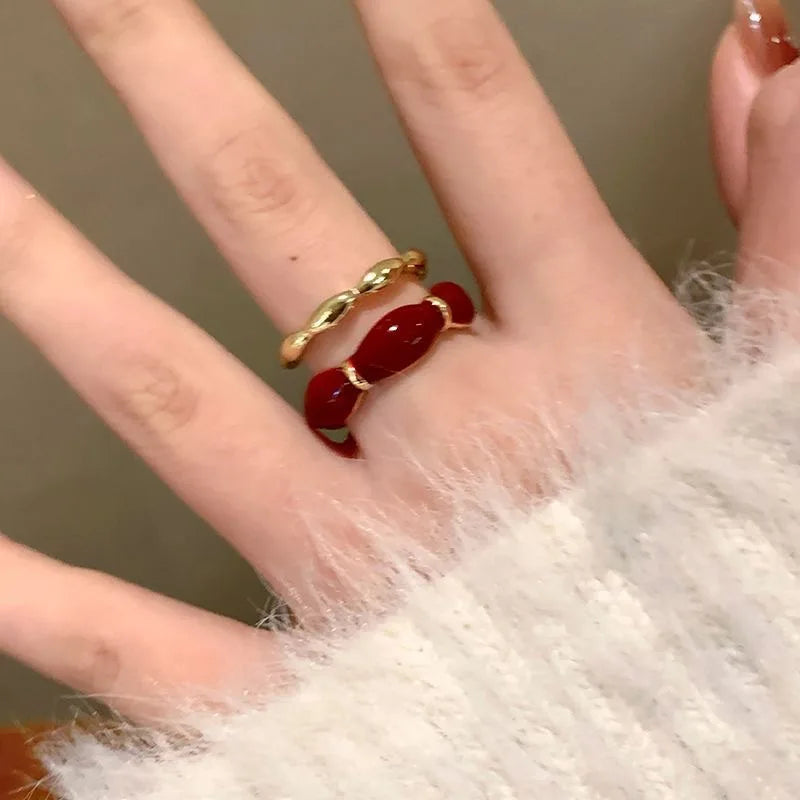 Kenna Vintage Red Drop Glazed Rings