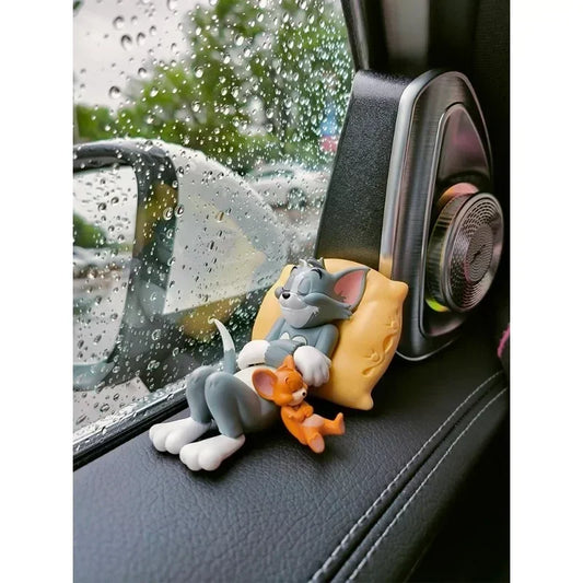 Funny Cartoon Tom Cat Mouse Jerry Car Decoration Cute Mini Desk Decorations Doll Miniature Action Figures for Kids Birthday Gift