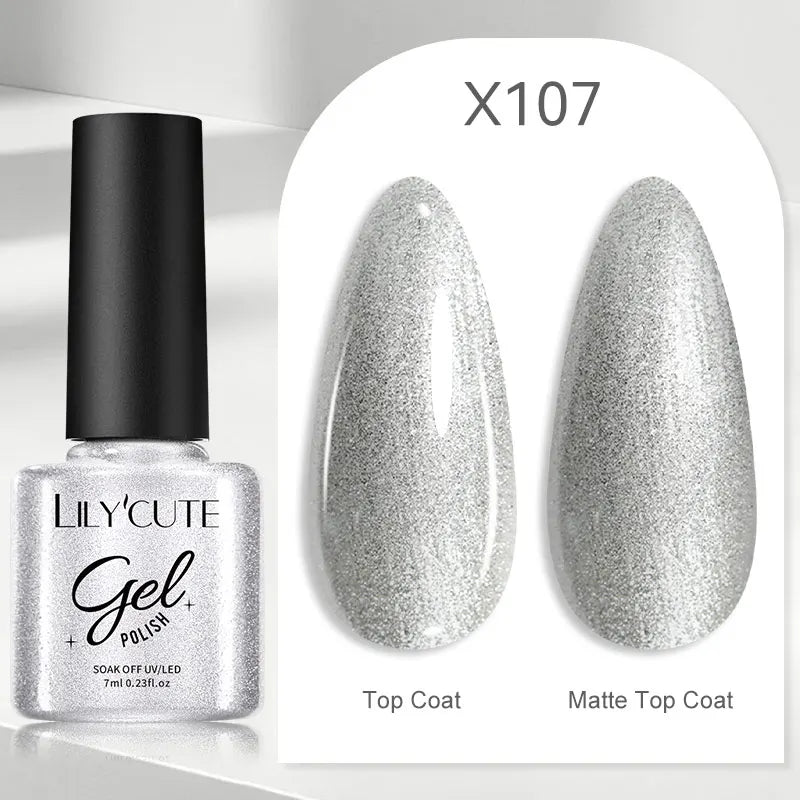 LILYCUTE 7ml Gold Sparkling Glitter Gel Nail Polish Semi Permanent UV Gel Soak off UV LED Nail Gel Varnish For Nail Manicure DIY