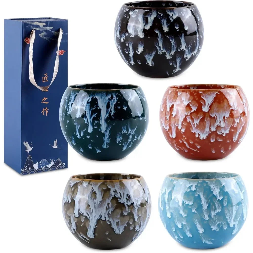 Five Elements Gift Box Chinese Ceramic Kung Fu Tea 5-piece Ceramic Teacup