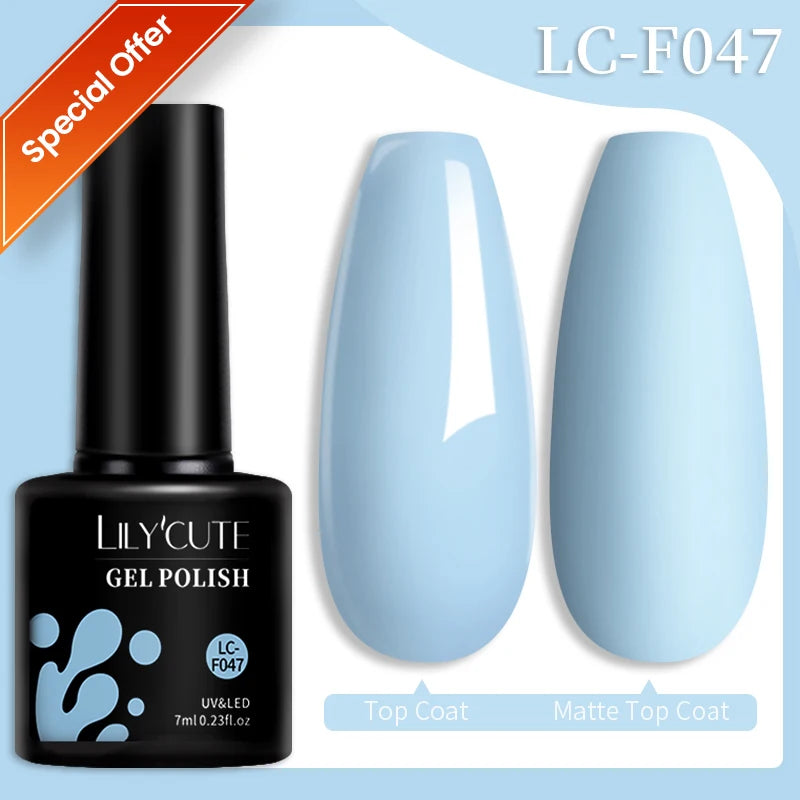 LILYCUTE 7ML Colorful Gel Nail Polish 129 Colors Long Lasting For Manicure Semi Permanent Base Top Coat Nail Art UV Gel Varnish