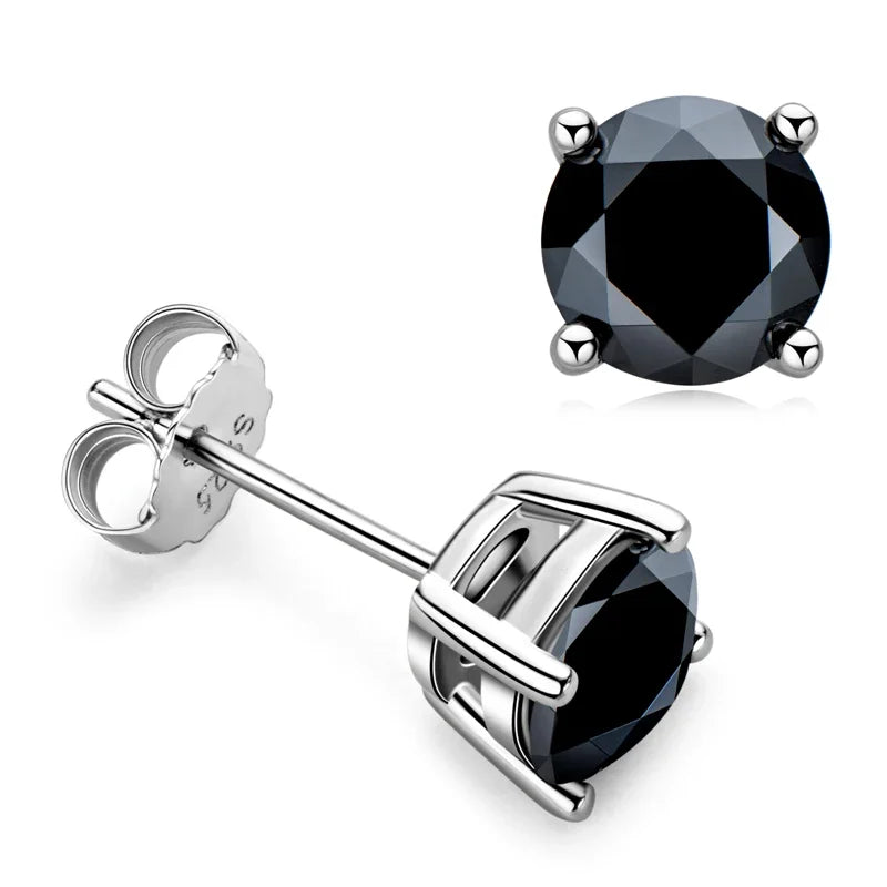 LORIELE Black Moissanite Stud Earrings - TIA ART HOUSE