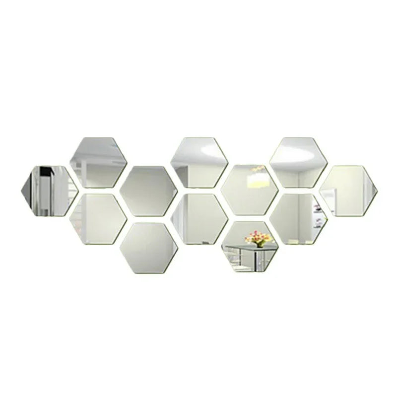 12 PCs 3D acrylic mirror wall sticker