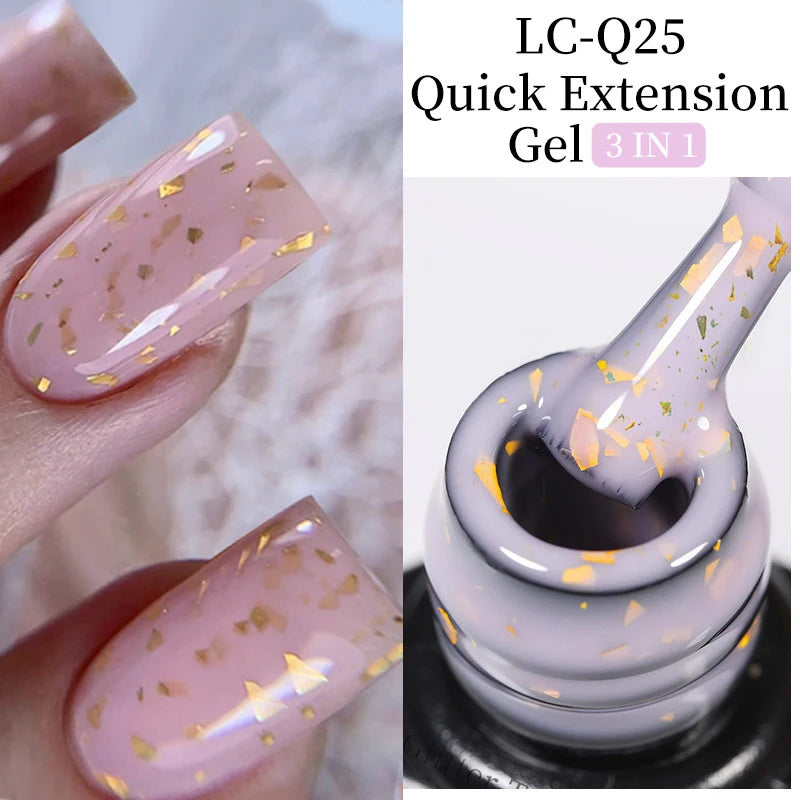 LILYCUTE 7ML Pink Glitter Quick Extension Gel Nail Polish Pink Gold Foils Effect Vernis Semi Permanent UV Gel Nail Art Hard Gel