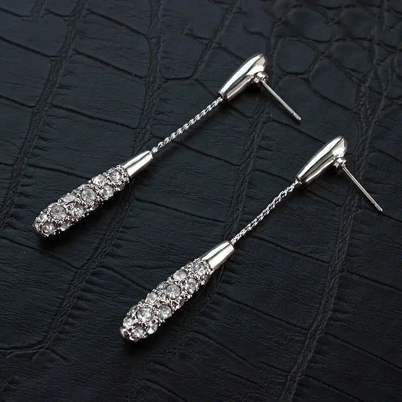 Abena Long Drop-Shaped Earrings