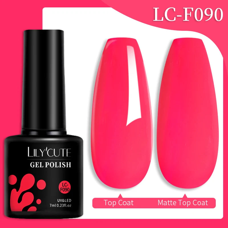 LILYCUTE 7ML Colorful Gel Nail Polish 129 Colors Long Lasting For Manicure Semi Permanent Base Top Coat Nail Art UV Gel Varnish