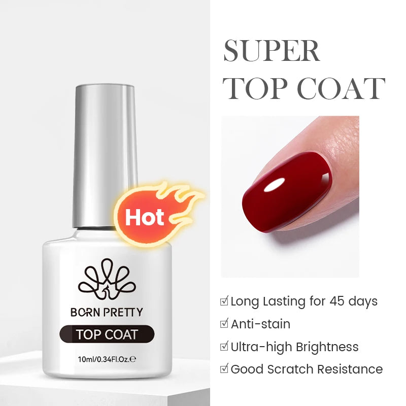 BORN PRETTY Super Top Coat and Base Gel Nail Polish for Gel Polish Semi-permanent Varnish Rubber Top Coat 10ml Nail Supplies