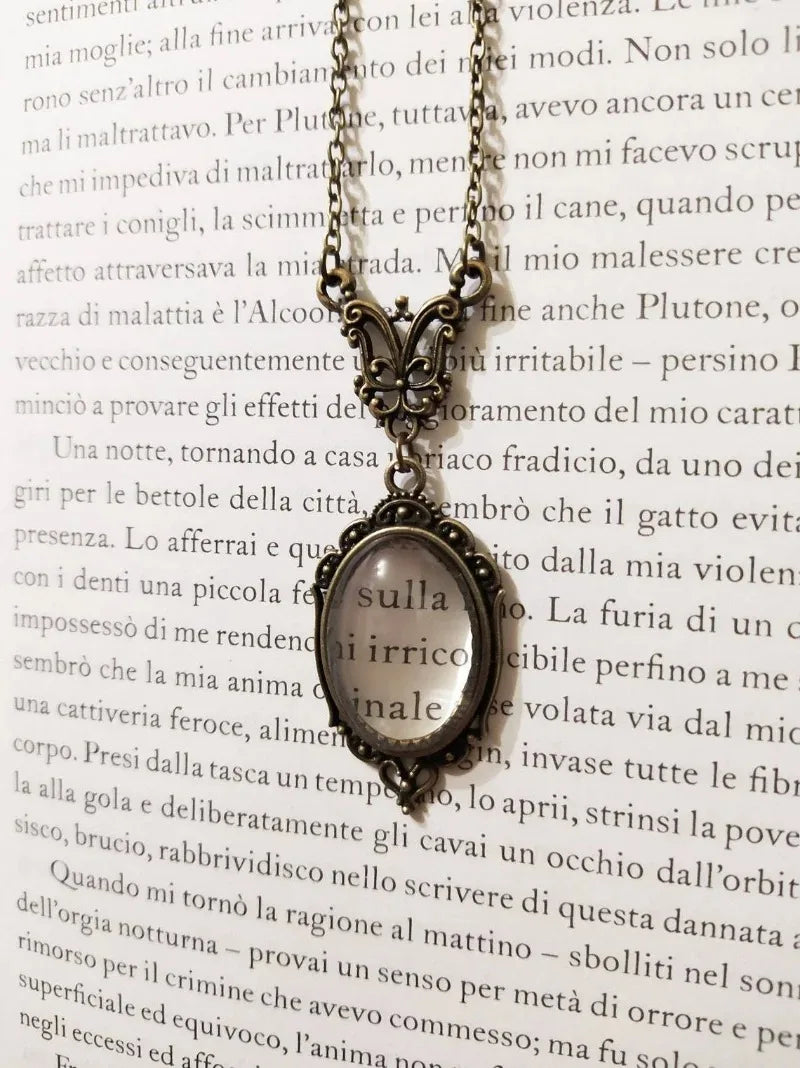 Gothic Vintage Magnifying Glass Pendant Necklaces Steampunk Victorian Monocle Jewelry Gift for Book Lovers