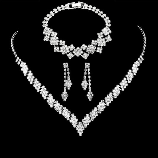 3pcs Bridal Jewelry Set Silver