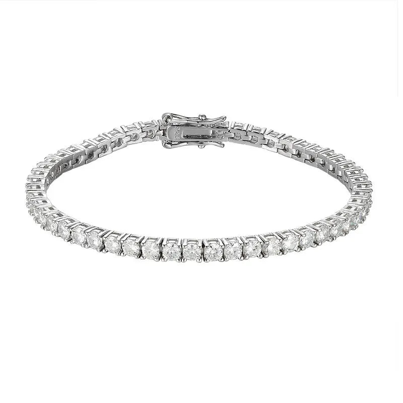 Pietra 2mm Moissanite Tennis Bracelet 925 Sterling Silver Plated White Gold Bracelet