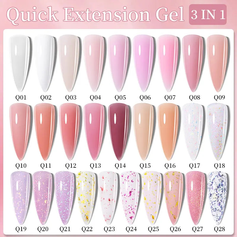 LILYCUTE 7ML Quick Extension Nail Gel Vernis Semi Permanent Acrylic Crystal White Clear Nude Gel Nail Polish UV Construction Gel