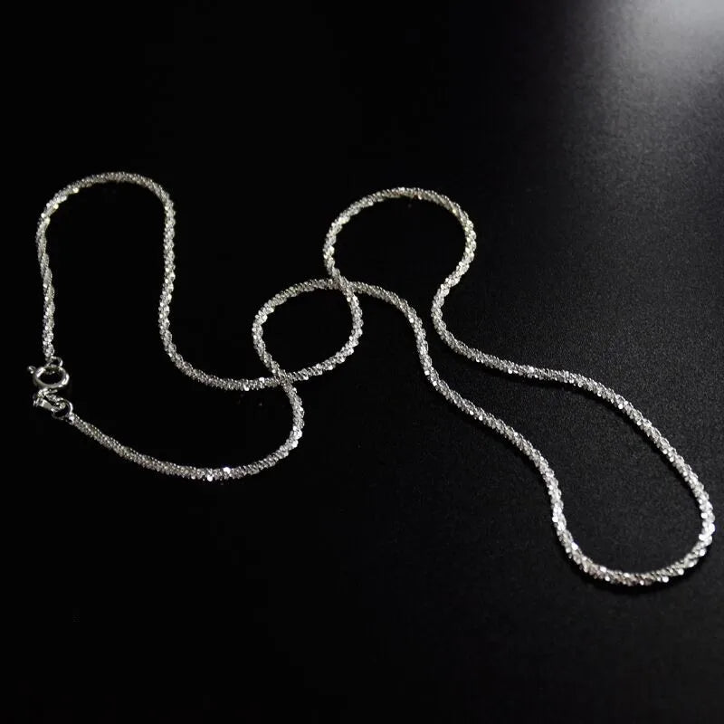 Armina S925 Sterling Silver Necklace 2mm Sparkling Collarbone, Sweater Chain