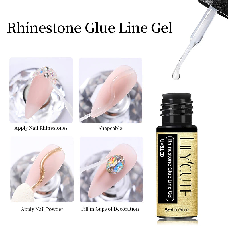 LILYCUTE 5ML Reflective Glitter Liner Gel Polish Nail Art Champagne Sparkling Lines Painting Gel Semi Permanent UV French Nails