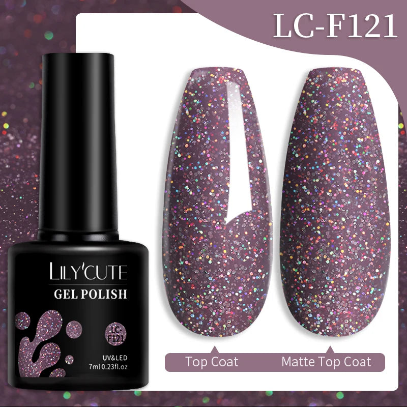 LILYCUTE 184 Colors 7ML Nail Gel Polish Semi-Permanent Glitter Soak Off Base Top Coat UV LED Nail Gel Varnish Nail Art Manicure