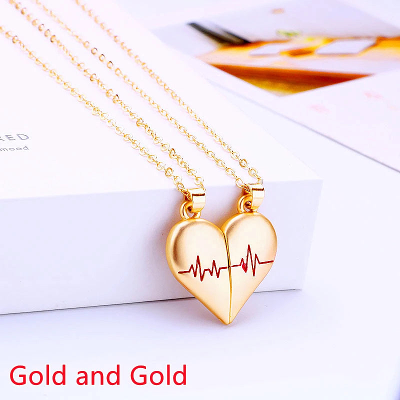 Chidinma Couple Pendant Necklace Electro cardiogram, Magnetic Heart