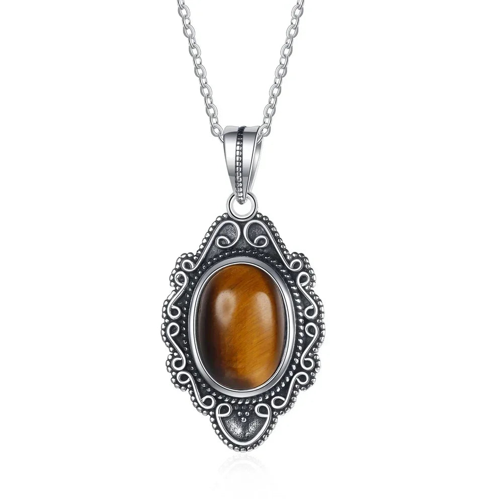 Pierina 925 Sterling Silver Classic Tiger's Eye Necklace