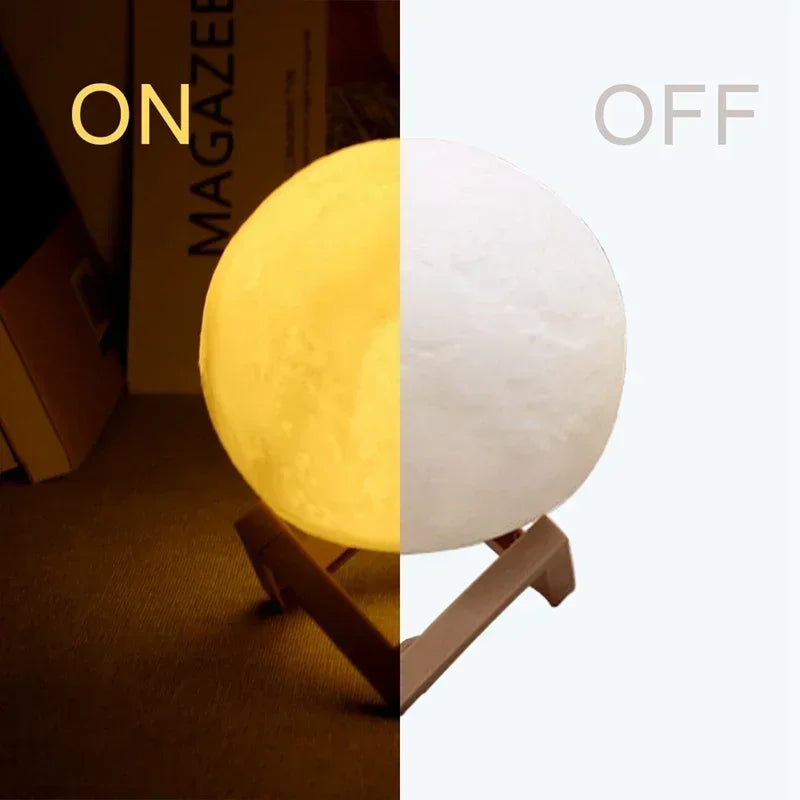 8 CM LED Night Light 3D Print Moon Lamp Bedroom Décor Moonlight for Kids Gifts Decorations Creative Bedside Atmosphere Lighting