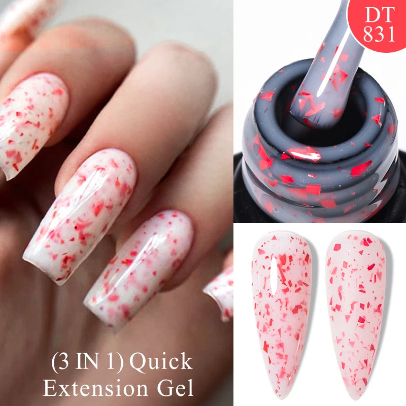 MEET ACROSS 7ml Red Series Gel Nail Polish Glitter Red Winter Nail Art Varnish Semi Permanent Soak Off UV Gel  For Nails