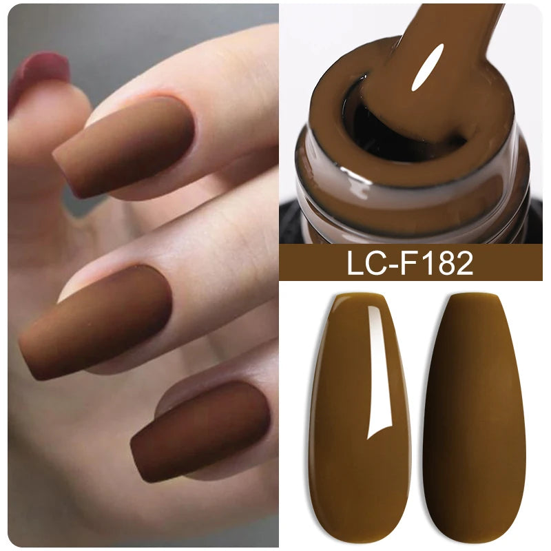 LILYCUTE Dark Brown Gel Nail Polish Autumn Winter Chocolate Wine Red Caramel Color Series For Manicure Nails Art Gel Varnish