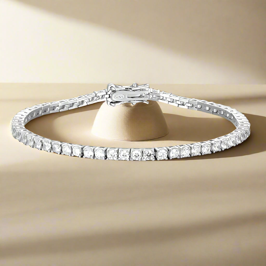 Pietra 2mm Moissanite Tennis Bracelet 925 Sterling Silver Plated White Gold Bracelet