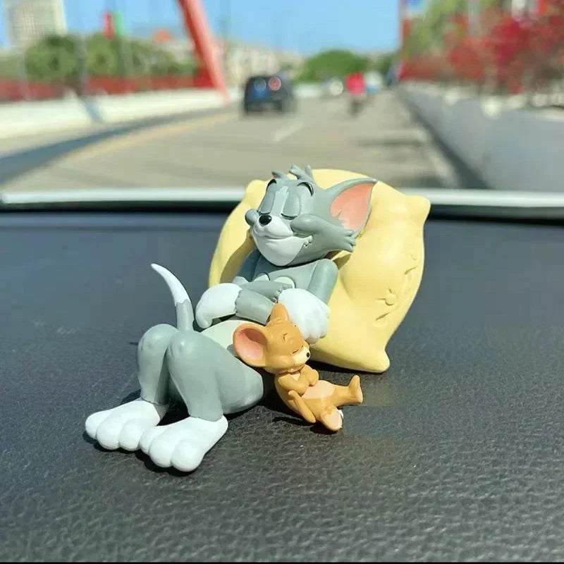 Funny Cartoon Tom Cat Mouse Jerry Car Decoration Cute Mini Desk Decorations Doll Miniature Action Figures for Kids Birthday Gift