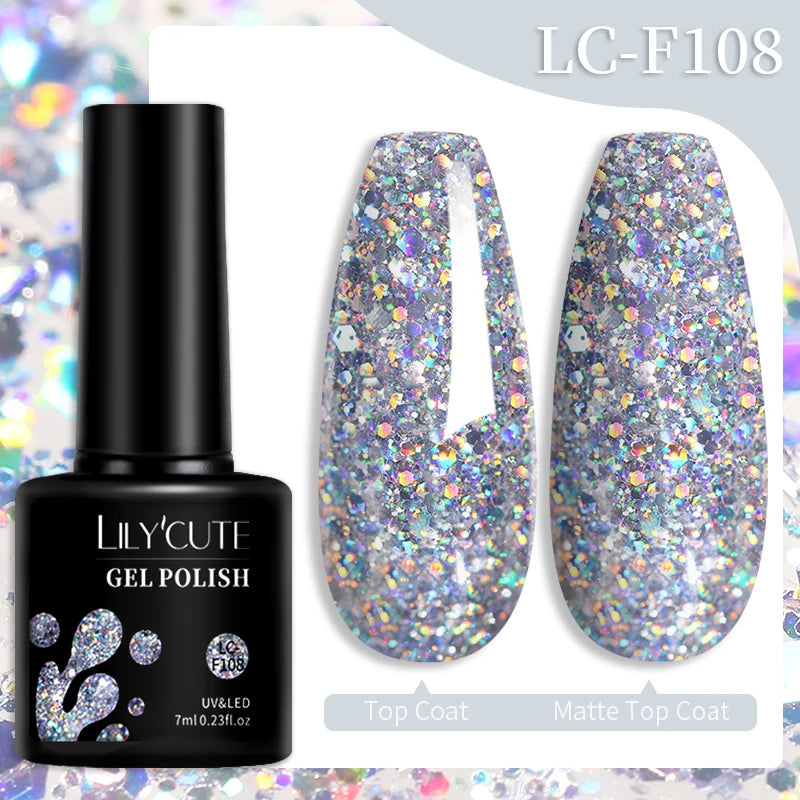 LILYCUTE 184 Colors 7ML Nail Gel Polish Semi-Permanent Glitter Soak Off Base Top Coat UV LED Nail Gel Varnish Nail Art Manicure